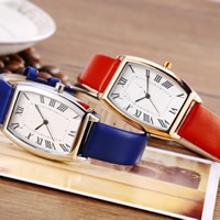 Unisex Wrist Watch, Zinc Alloy, with PU Leather & Glass, Chinese movement, plated, adjustable & for woman 28mm, 18mm Approx 9 Inch 