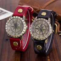 Unisex Wrist Watch, Zinc Alloy, with Cowhide & Glass, Chinese movement, antique bronze color plated, adjustable 38mm, 18mm Approx 9.6 Inch 