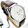 Мужская наручные часы, цинковый сплав, с Искусственная кожа & Стеклянный, Платиновое покрытие платиновым цвет, Мужский, коричневый, 40mm, 18mm, длина:Приблизительно 9.4 дюймовый, продается PC