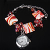 Fashion Watch Bracelet, Zinc Alloy, with iron chain & Lampwork & Glass, with 3Inch extender chain, plated, faceted, 8mm 22mm .1 Inch 