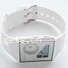 Montre-bracelet unisexe, silicone, avec verre & alliage de zinc, Placage de couleur platine, imperméable, blanc pouce, Vendu par PC