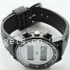 Unisex Wrist Watch, Zinc Alloy, with Glass & Silicone, plated, for man & waterproof, black Inch 