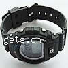 Unisexe Armbanduhr, Silikon, mit Zinklegierung, flache Runde, Platinfarbe platiniert, für den Menschen & wasserdicht, schwarz, 42x42mm, Länge:10 ZollInch, verkauft von PC