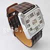 Women Wrist Watch, Zinc Alloy, with PU Leather & Glass, Square, platinum color plated, gingham .5 Inch 