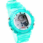 Dive Watch, Zinc Alloy, with Silicone, platinum color plated, LED, turquoise blue, cadmium free, 32mm, 18mm Approx 9 Inch 