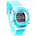 Dive Watch, Zinc Alloy, with Silicone, platinum color plated, LED, blue, cadmium free, 30mm, 18mm Approx 9 Inch 