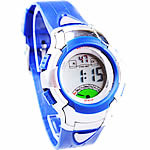 Dive Watch, Zinc Alloy, with Silicone, platinum color plated, LED, blue, cadmium free, 32mm, 18mm Approx  9 Inch 