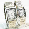 Paar Uhrenarmbänder, Zinklegierung, mit Glas, Platinfarbe platiniert, für paar, 25x22mm, 30x35mm, 15-18mm, Länge:ca. 8.2 ZollInch, ca.  9 ZollInch, verkauft von Paar