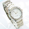 Bracelets de montre pour femmes, alliage de zinc, avec verre, Placage de couleur platine, avec strass, 31mm, 16mm Environ 9 pouce, Vendu par PC