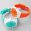 Fashion Children Watch, Plastic, with Organic Glass & Silicone & Zinc Alloy, platinum color plated, with rhinestone 43mm Inch 