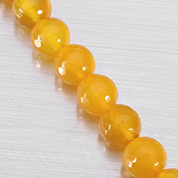 Natürliche gelbe Achat Perlen, Gelber Achat, rund, Kundenindividuell & Weitere Größen für Wahl & facettierte, Bohrung:ca. 1-1.5mm, Länge:ca. 15 ZollInch, verkauft von Strang