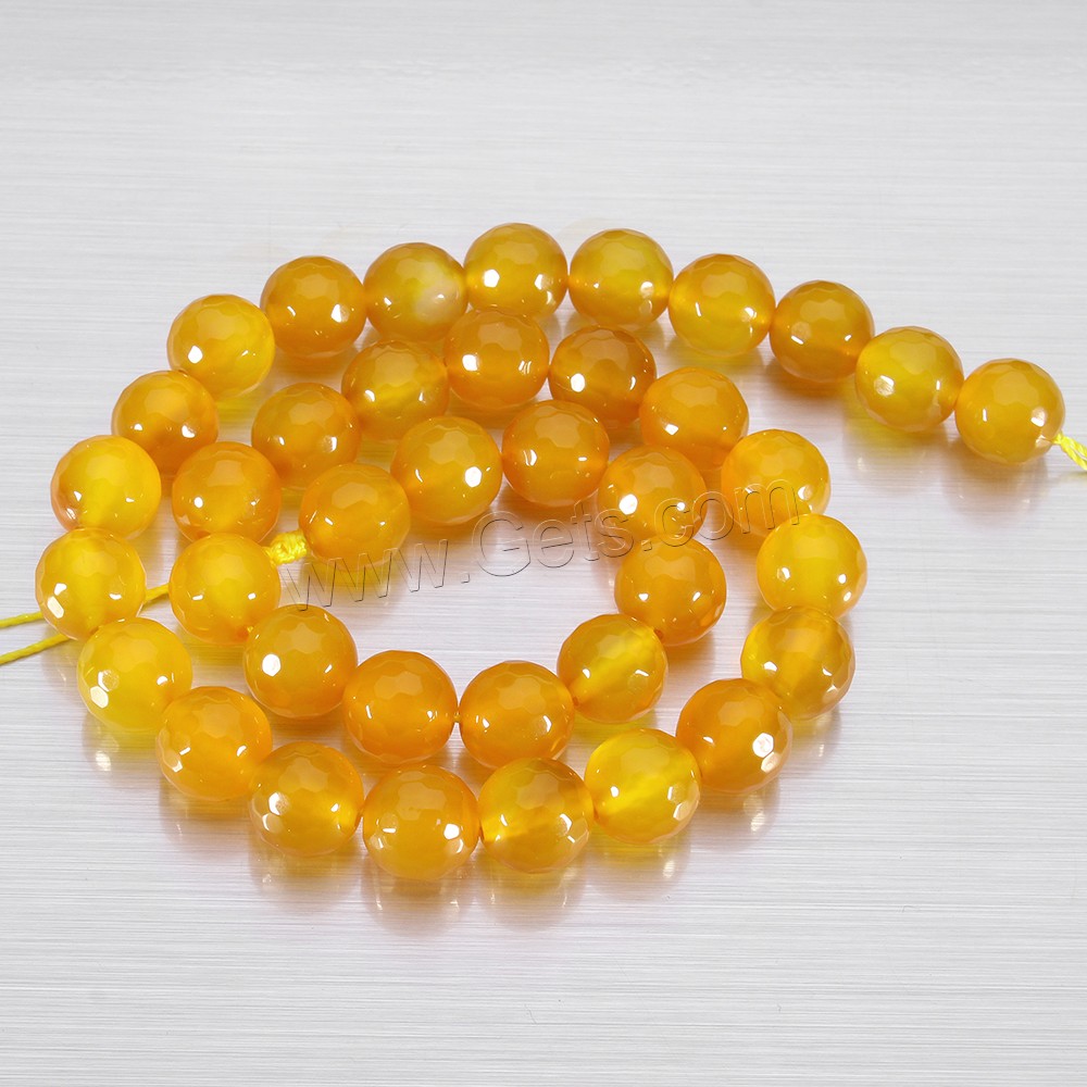 Natural Yellow Agate Beads, Round, Customized & more sizes for choice & faceted, Hole:Approx 1-1.5mm, Length:Approx 15 Inch, Sold By Strand
