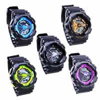 Unisex Wrist Watch, Silicone, zinc alloy clasp, waterproof, mixed colors, 35mm, 22mm Approx 9.4 Inch 