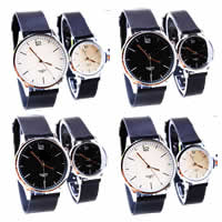 Couple Watch Bracelets, Zinc Alloy, with Glass, platinum color plated cadmium free, 27mm, 31mm, 14-20mm Approx 7.8 Inch, Approx  8.8 Inch 