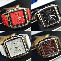 Unisex Wrist Watch, Zinc Alloy, with PU Leather & Glass, Chinese movement, plated, adjustable 24mm Approx 9.6 Inch 