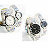 カップル向けの腕時計ブレスレット, 亜鉛合金, とともに ガラス, プラチナカラーメッキ, カップル用 & ライン石のある, 無色, 25mm, 38mm, 12-18mm, 長さ:約 7.5 インチ, 約 8.2 インチ, 売り手 ペア