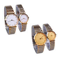 Couple Watch Bracelets, Zinc Alloy, with Glass, plated, for couple & with rhinestone 25mm, 33mm, 13-18mm Approx 7.8 Inch, Approx 8.2 Inch 