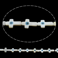 Natural White Shell Beads, Cross, Islamic jewelry & evil eye pattern & enamel Approx 0.5mm Approx 15.5 Inch, Approx 