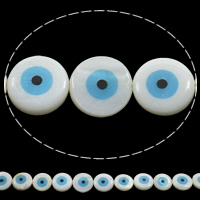 Natural White Shell Beads, Evil Eye, Islamic jewelry & enamel Approx 0.5mm Approx 15 Inch, Approx 