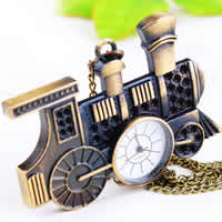 Keychain Watch, Zinc Alloy, with Glass, Train, plated, twist oval chain, 30mm Approx 30-33 Inch 