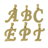 Edelstahl Buchstaben Anhänger, goldfarben plattiert, verschiedene Stile für Wahl, Bohrung:ca. 3x7mm, verkauft von PC[