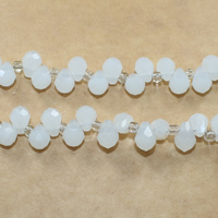 Teardrop Crystal Beads, with Glass Seed Beads, faceted, White Opal Approx 0.5mm Approx 15 Inch, Approx 