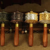 Buddhist Incense Burner, Brass, with Wood, plated, Buddhist jewelry & om mani padme hum 205mm, 75mm 