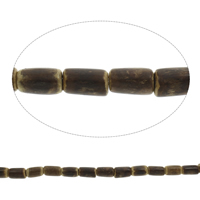 Original Holz Perlen, Zylinder, originale Farbe, 7x15mm-13x16mm, Bohrung:ca. 2mm, Länge:ca. 16.5 ZollInch, ca. 25PCs/Strang, verkauft von Strang