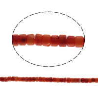 Natürliche Korallen Perlen, flache Runde, rote Orange, 6x4mm, Bohrung:ca. 1mm, Länge:ca. 15.5 ZollInch, ca. 105PCs/Strang, verkauft von Strang
