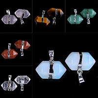 Gemstone Pendantifs en laiton, pierre gemme, avec laiton, pendule, Placage, naturel & différents matériaux pour le choix Environ 3-5mm, Vendu par PC