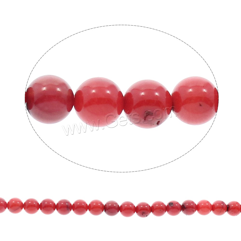 Perles en corail naturel, Rond, normes différentes pour le choix, rouge, Trou:Environ 0.5-0.8mm, Longueur:Environ 16.5 pouce, Vendu par brin