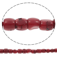 Natürliche Korallen Perlen, Trommel, rot, 8x5mm-16x15mm, Bohrung:ca. 1mm, Länge:ca. 14 ZollInch, ca. 35PCs/Strang, verkauft von Strang