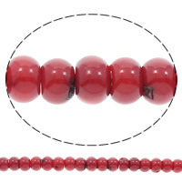Natürliche Korallen Perlen, Rondell, rot, 8x5mm, Bohrung:ca. 0.8mm, Länge:ca. 15.5 ZollInch, ca. 69PCs/Strang, verkauft von Strang