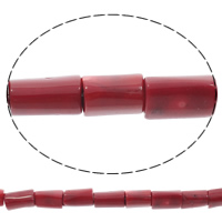 Natürliche Korallen Perlen, Zylinder, rot, 14x23mm, Bohrung:ca. 1mm, Länge:ca. 15.5 ZollInch, ca. 18PCs/Strang, verkauft von Strang