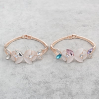 Zinc Alloy Crystal Bracelets, with Cats Eye & Crystal, Flower, rose gold color plated, faceted & with rhinestone lead & cadmium free Approx 7 Inch 