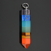 Gemstone Pendantifs en laiton, pierre gemme, avec laiton, pendule, Placage de couleur platine, naturel Environ 5mm, Vendu par PC