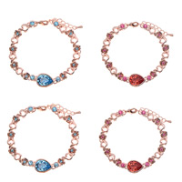 Zinc Alloy Rhinestone Bracelets, with 3cm extender chain, Teardrop, rose gold color plated, faceted & with rhinestone lead & cadmium free, 18cm Approx 7 Inch 