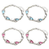 Zinc Alloy Rhinestone Bracelets, with 5cm extender chain, Teardrop, platinum color plated, faceted & with rhinestone lead & cadmium free, 16.5cm Approx 6.5 Inch 