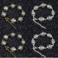 Glass Globe Bracelet, with Zinc Alloy, with 7cm extender chain, Round, plated, with dandelion seeds 16mm Approx 11.5 Inch 