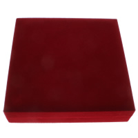 Velvet Necklace Box, Velveteen, with Cardboard, Square, red 