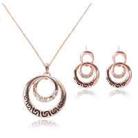 Enamel Zinc Alloy Jewelry Sets, earring & necklace, with iron chain, stainless steel post pin, with 5cm extender chain, rose gold color plated, oval chain & with rhinestone, lead & cadmium free  Approx 20.5 Inch 