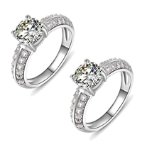 Newegg® Finger Ring, Brass, platinum plated & micro pave cubic zirconia 