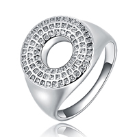 Newegg® Finger Ring, Brass, Donut, platinum plated & micro pave cubic zirconia 
