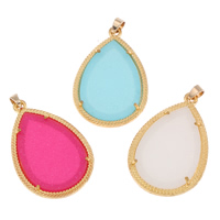 Zinc Alloy Teardrop Pendants, with Resin, gold color plated lead & cadmium free Approx 