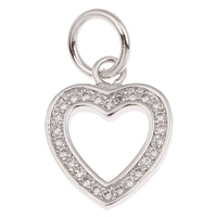 Cubic Zirconia Micro Pave Brass Pendant, Heart, platinum color plated, micro pave cubic zirconia Approx 5mm 