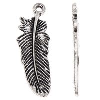 Zinc Alloy Feather Pendants, antique silver color plated, lead & cadmium free Approx 2mm, Approx 
