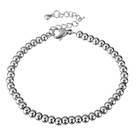 Stainless Steel Chain Bracelets, with 2lnch extender chain, original color, 4mm Approx 6 Inch 