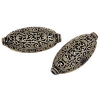 Zinc Alloy Hollow Beads, Flat Oval, antique bronze color plated, lead & cadmium free Approx 3mm 