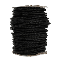 Cowhide Leather Cord, Split Layer Cowhide Leather, braided, black, 6mm 