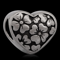 Stainless Steel European Beads, 316L Stainless Steel, Heart, without troll & blacken Approx 4mm 